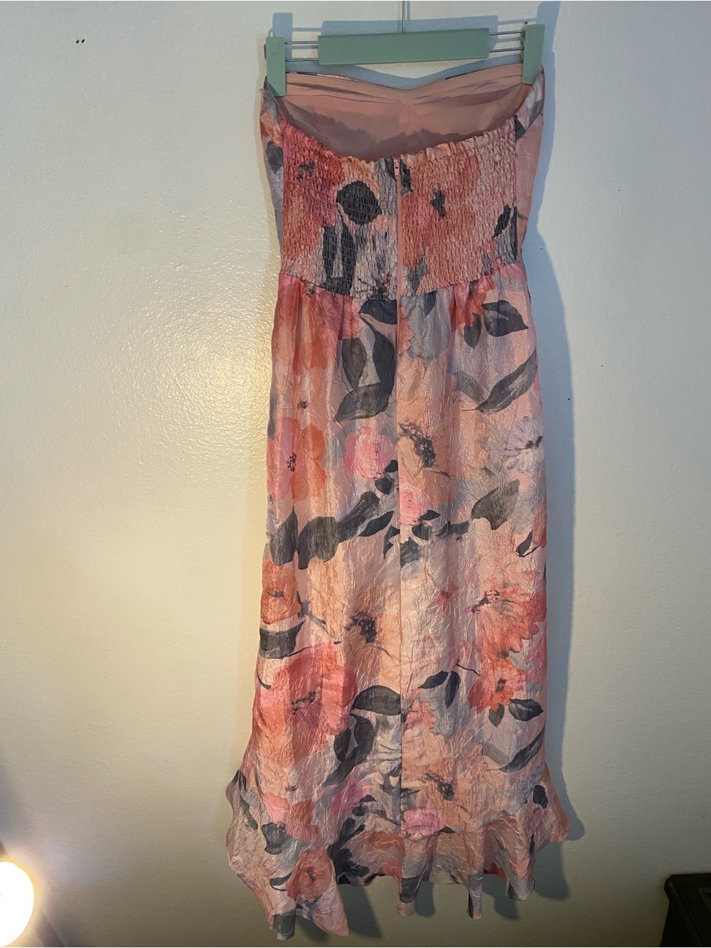 Lulus Blushing Darling Light Pink Floral Strapless High-Low Maxi Dress size XS - Picture 5 of 5